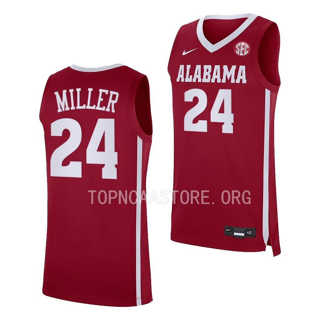 Men's Alabama Crimson Tide Brandon Miller #24 Replica Crimson NCAA College Basketball Jersey